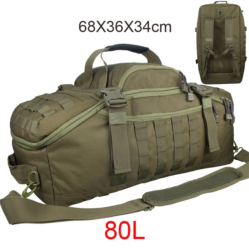 40L 60L Outdoor Tactical Waterproof Rucksack Backpack Collapsible - 600D Polyester 3 Modes of Carry Zippered Pocket