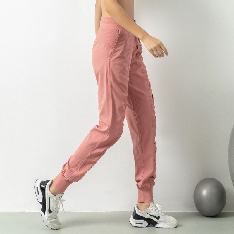 Womens Quick-Drying Drawstring Sweatpants in Polyester - Gym Joggers for Flexibility and Comfort