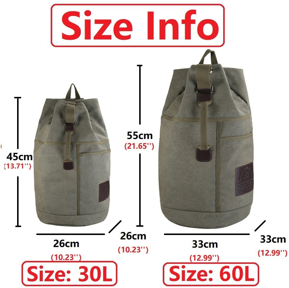 Multifunctional Canvas Rucksack Backpack Sissy Bar Bag 30ML 60ML - Breathable - Comfortable Handle