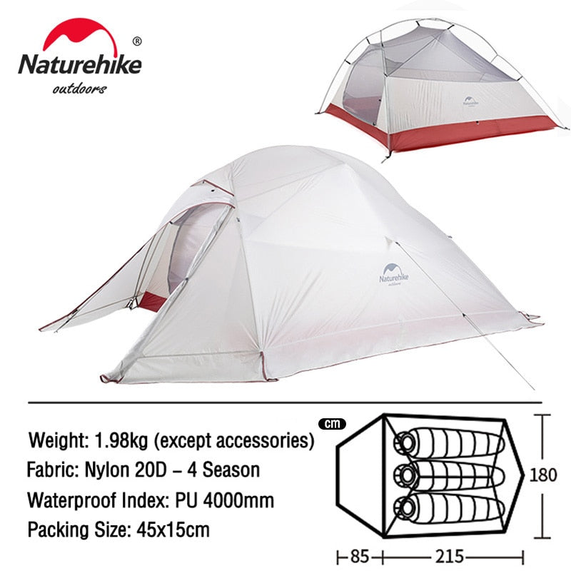 Naturehike Ultralight Waterproof Camping Tent - High Quality Polyester Fabric Double-Layered 1-3 Person Capacity