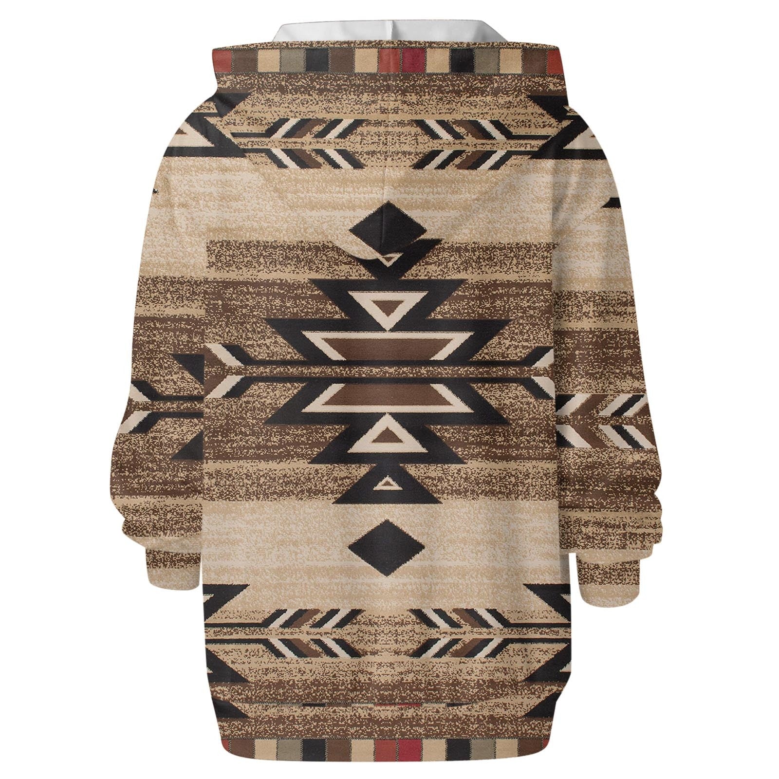 Women's Retro Aztec Geometric Print Sweatshirt Hoodie with Zip Front Closure