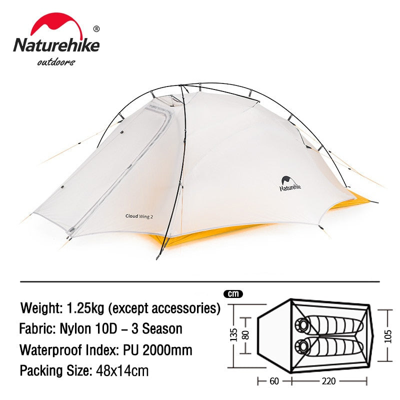 Naturehike Ultralight Waterproof Camping Tent - High Quality Polyester Fabric Double-Layered 1-3 Person Capacity