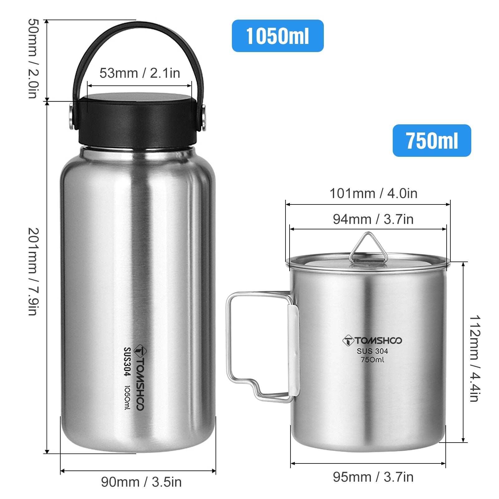 Portable Foldable Stainless Steel Leakproof Water Bottle Coffee Mug 750ML 1050ML Ideal for Outdoor Camping Boiling Water Compatible Durable and Conveniently Portable