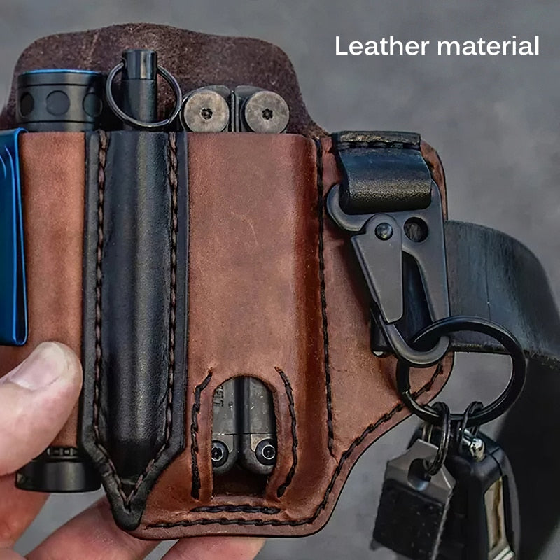 Tactical Leather Tool Belt for Outdoor Camping and Hunting Waist Pocket Leather Pocket Portable Tool Storage Bag