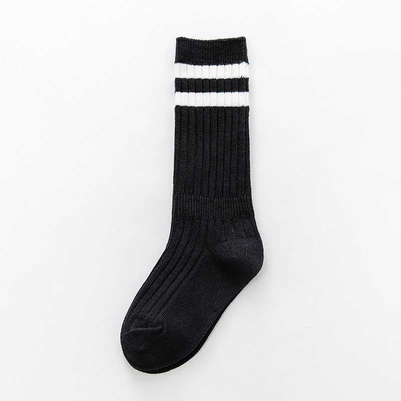 Kids Breathable Sweat-absorbent Deodorizing Striped Socks - Available in Four Sizes for Kids 1-12 Years Old