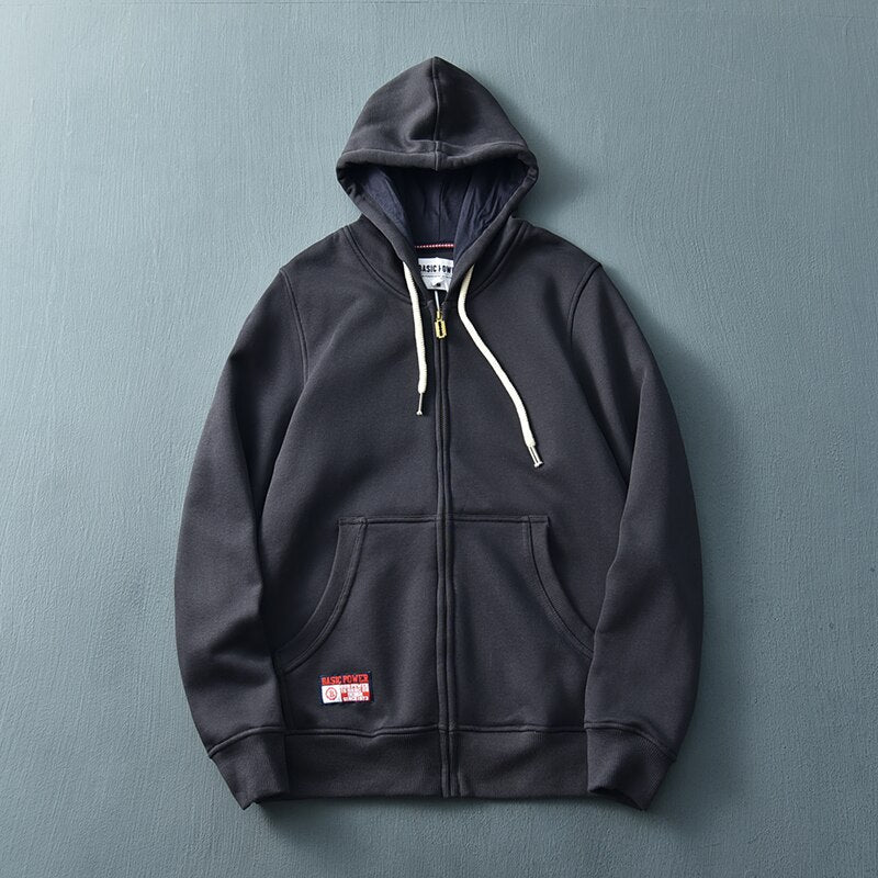 Men's Lightweight Fleece Zipper Hoodie - Warm and Breathable Casual Outerwear