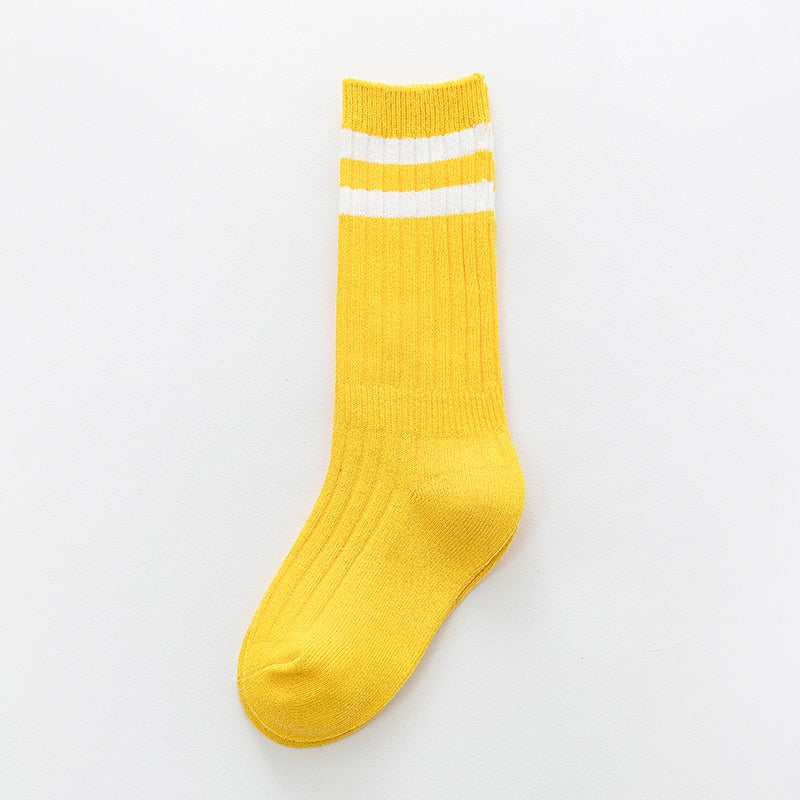 Kids Breathable Sweat-absorbent Deodorizing Striped Socks - Available in Four Sizes for Kids 1-12 Years Old