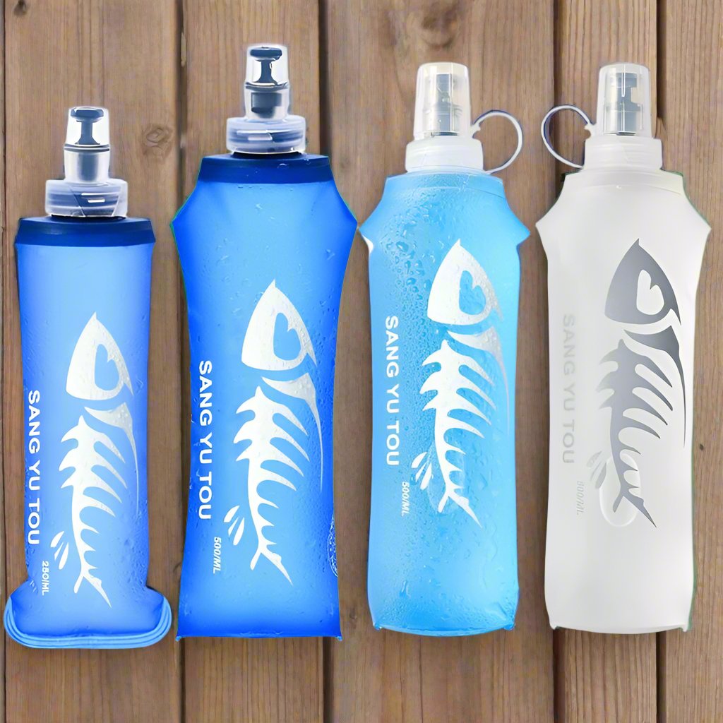 Portable Foldable Ultralight Water Bottle Bag Durable TPU & Latex 250ml 500ml Ideal for Camping Hiking Sports