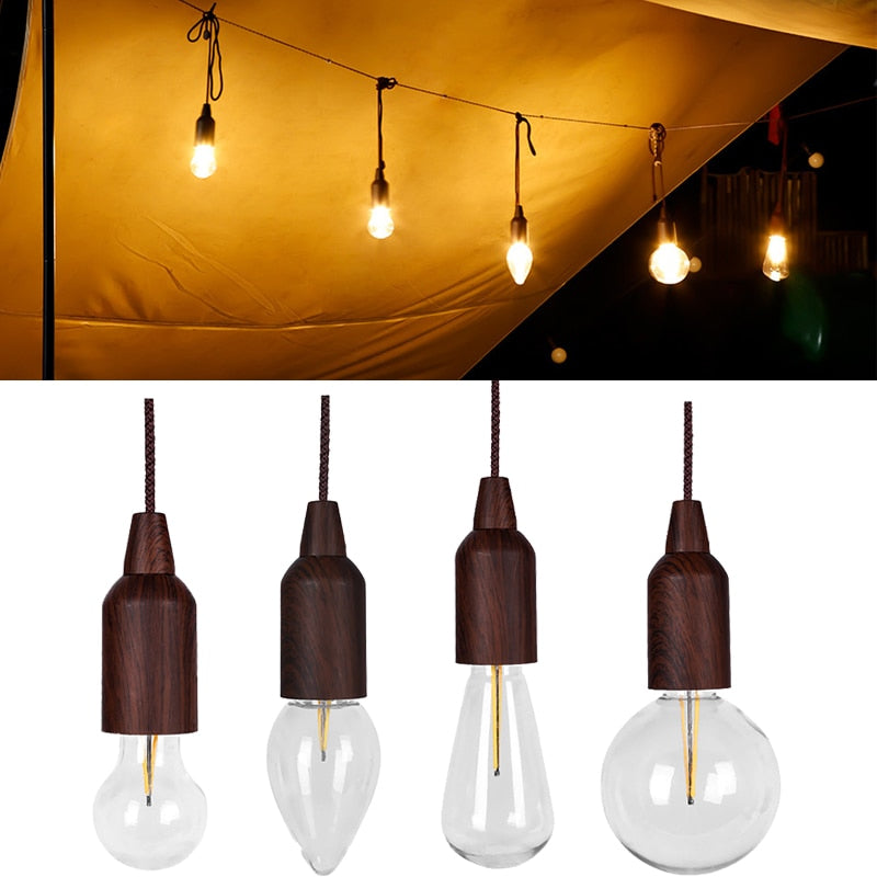 Outdoor Portable Camping Hanging LED Lights 1200mAh Lithium-ion Battery Micro USB Charging Vintage Design PC Lampshade