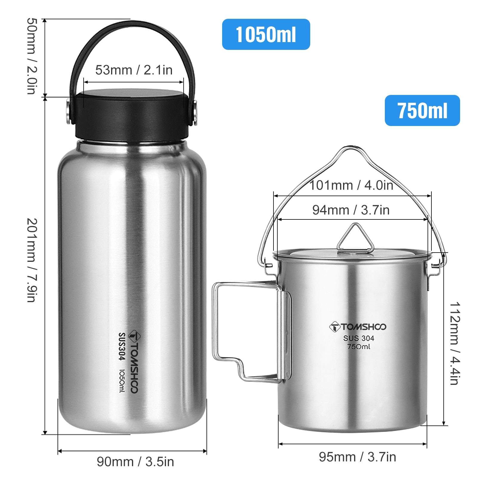 Portable Foldable Stainless Steel Leakproof Water Bottle Coffee Mug 750ML 1050ML Ideal for Outdoor Camping Boiling Water Compatible Durable and Conveniently Portable