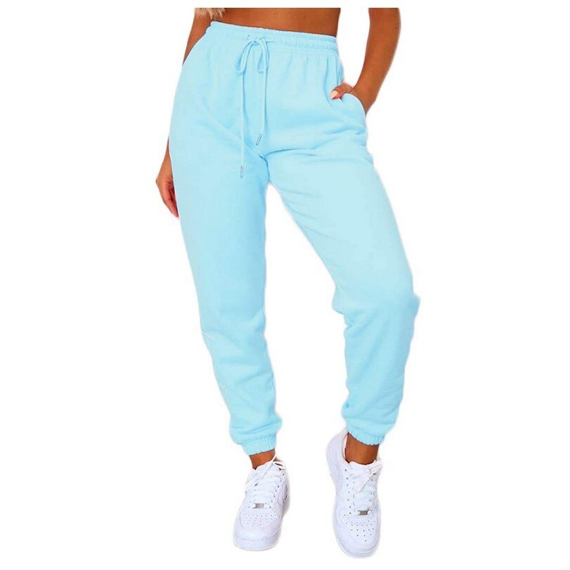 High Waisted Women's Fitness Sweatpants with Cargo Pockets and Drawstring - Stylish and Functional Athletic Pants