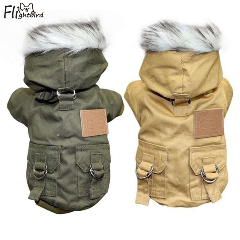 Windproof Dog Hoodie Jacket with Plush Liner - Snap Buttons for Easy On/Off - Available in 6 Sizes