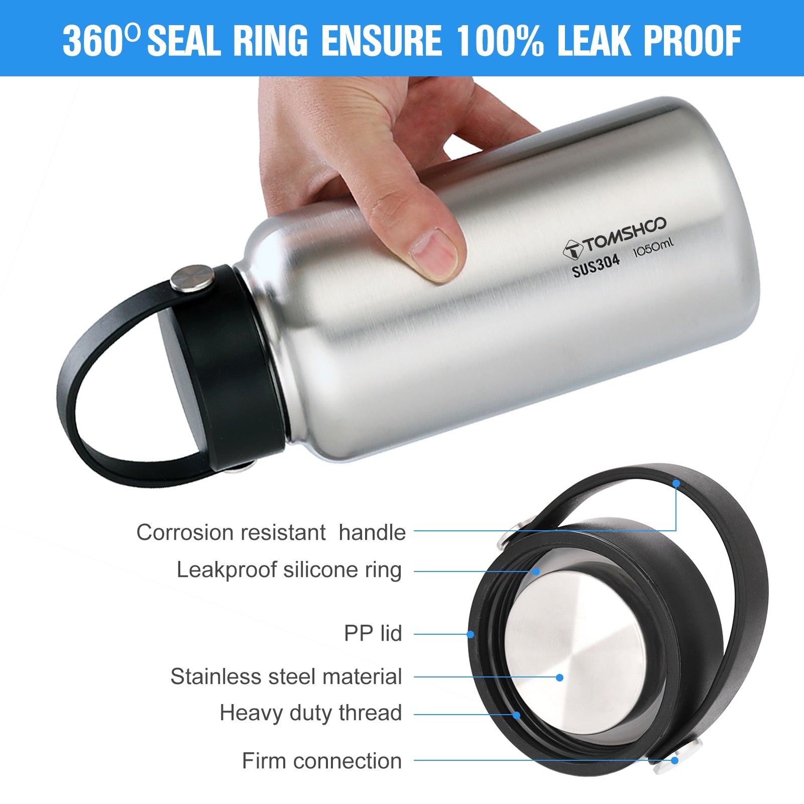 Portable Foldable Stainless Steel Leakproof Water Bottle Coffee Mug 750ML 1050ML Ideal for Outdoor Camping Boiling Water Compatible Durable and Conveniently Portable