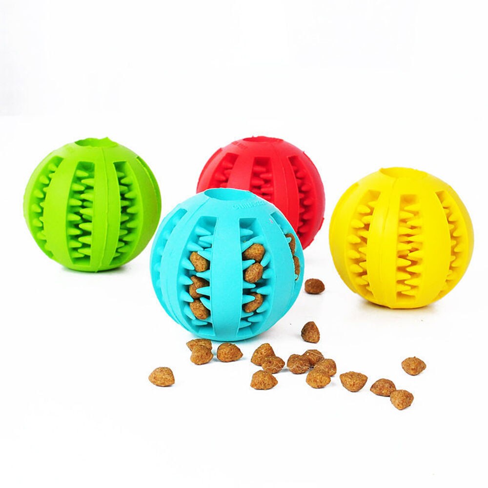 Rubber Ball Interactive Dog Toy Treat Dispenser - Bite Resistant and IQ Puzzle for Mental Stimulation