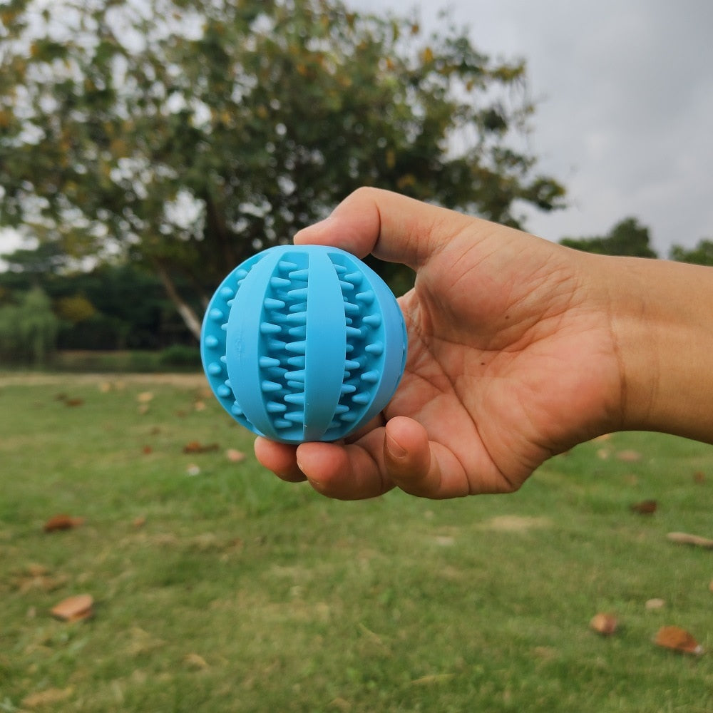 Rubber Ball Interactive Dog Toy Treat Dispenser - Bite Resistant and IQ Puzzle for Mental Stimulation