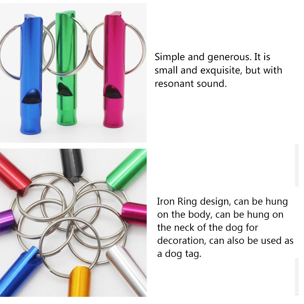 Aluminum Alloy Dog Stop Barking Whistle with Iron Ring - Pet Training Tool