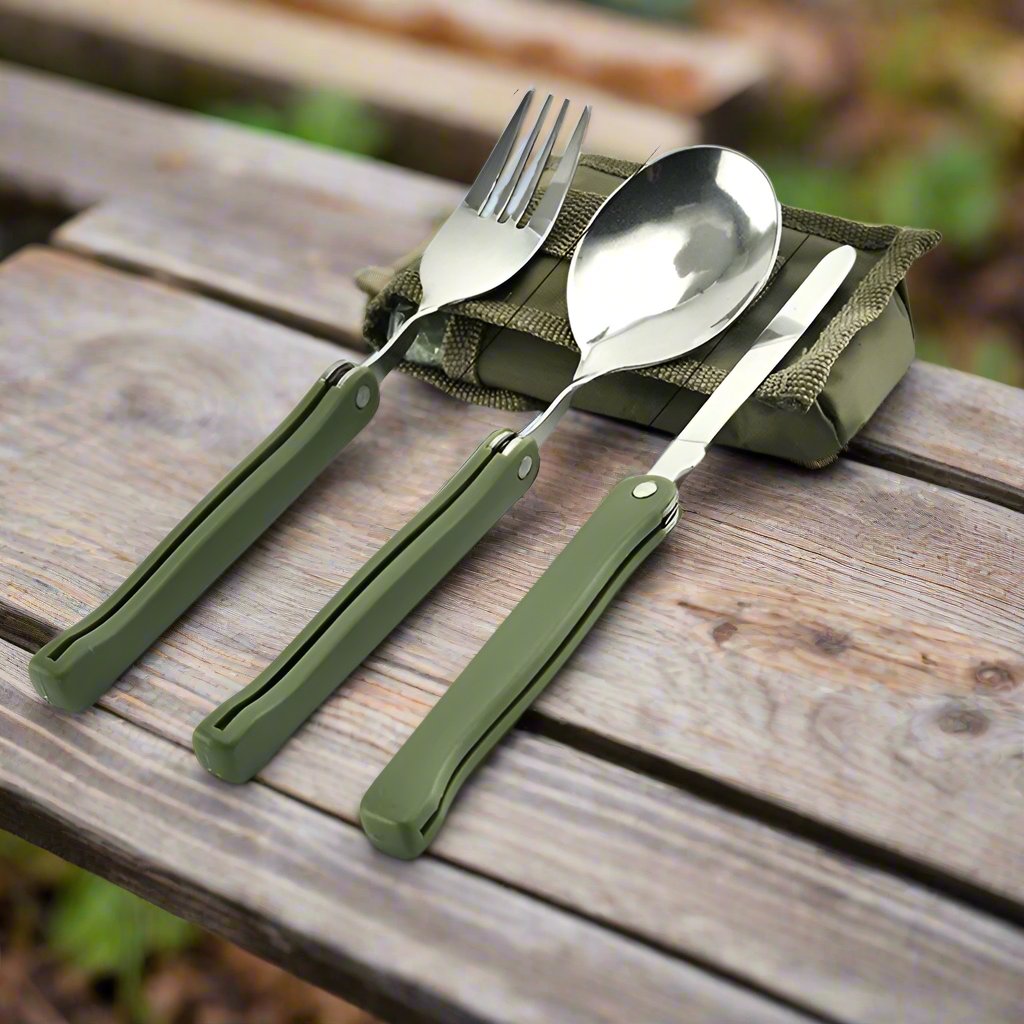 Titanium Cutlery Set - Lightweight and Durable (3 piece set with Spoon Fork Knife)