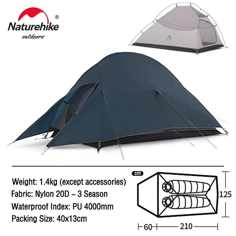 Naturehike Ultralight Waterproof Camping Tent - High Quality Polyester Fabric Double-Layered 1-3 Person Capacity