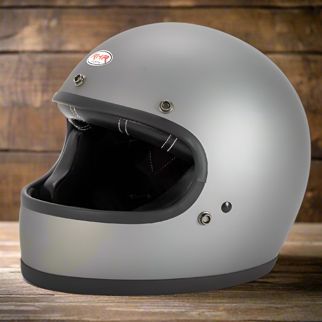 RHR Classic Full Face Motorcycle Helmet - DOT Approved - Vintage Style with DD Ring Buckle for Maximum Safety