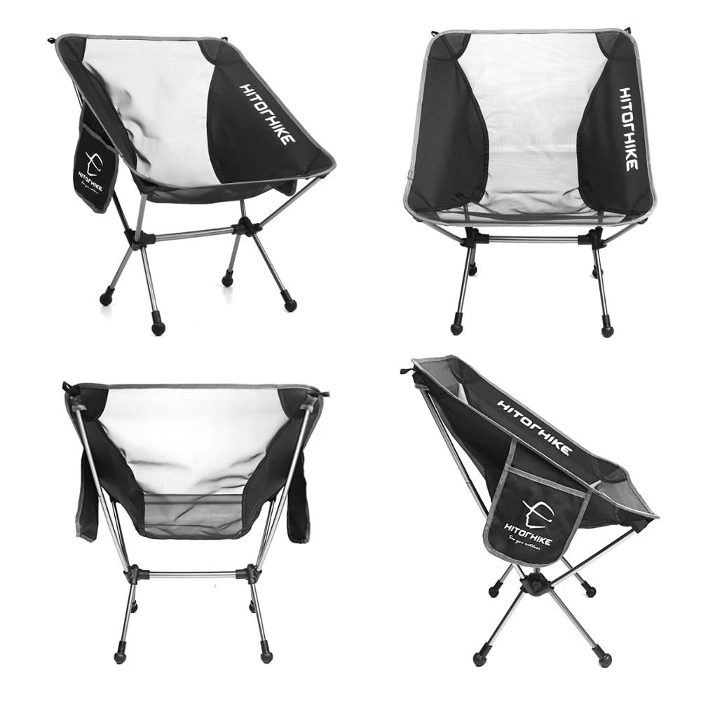 HITORHIKE Portable Lightweight Camping Chairs with Side Pocket Storage Bags - Durable Aluminum Frame - Includes Carrying Bag