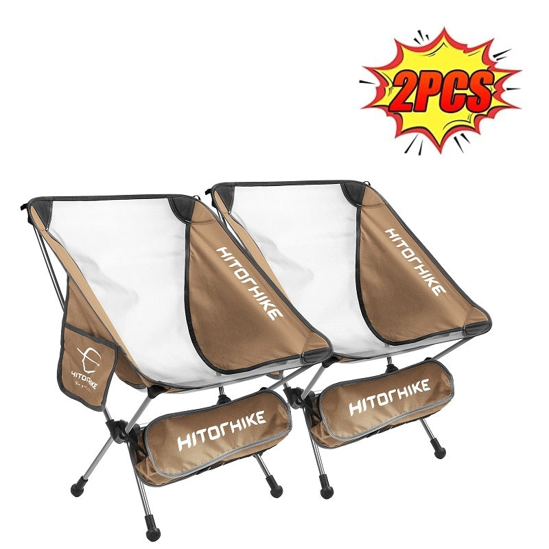 HITORHIKE Portable Lightweight Camping Chairs with Side Pocket Storage Bags - Durable Aluminum Frame - Includes Carrying Bag