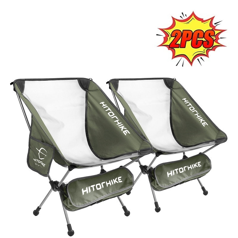 HITORHIKE Portable Lightweight Camping Chairs with Side Pocket Storage Bags - Durable Aluminum Frame - Includes Carrying Bag