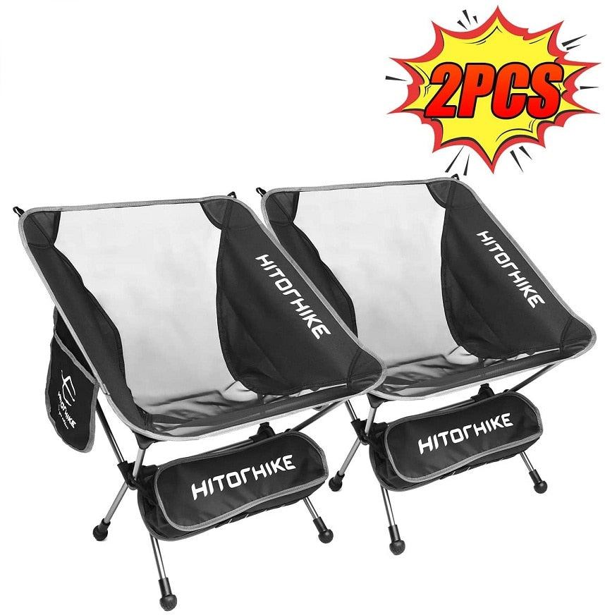 HITORHIKE Portable Lightweight Camping Chairs with Side Pocket Storage Bags - Durable Aluminum Frame - Includes Carrying Bag