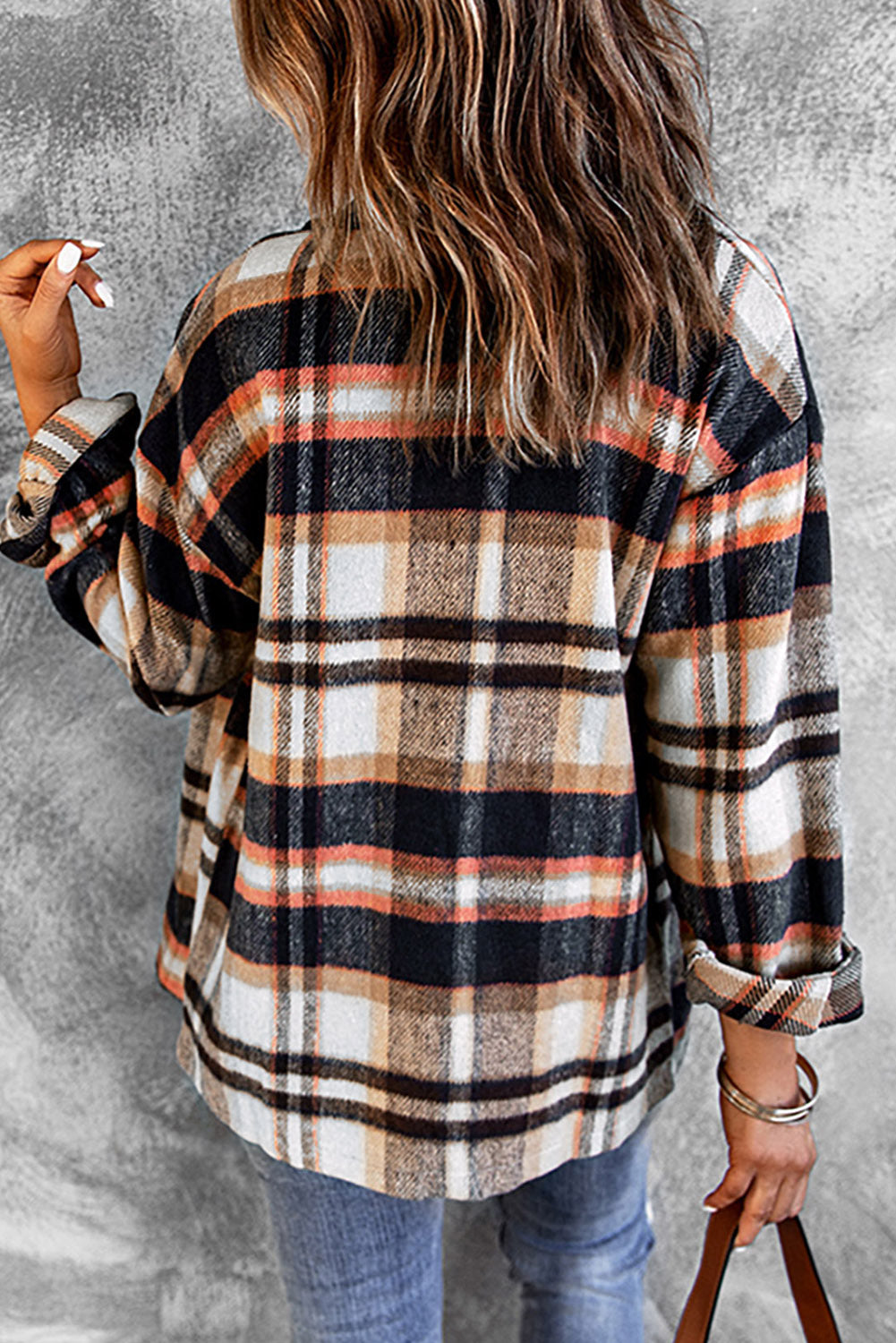 White Label Women's Plaid Flannel Shacket with Button Front and Pockets - 100% Polyester Shirt Jacket