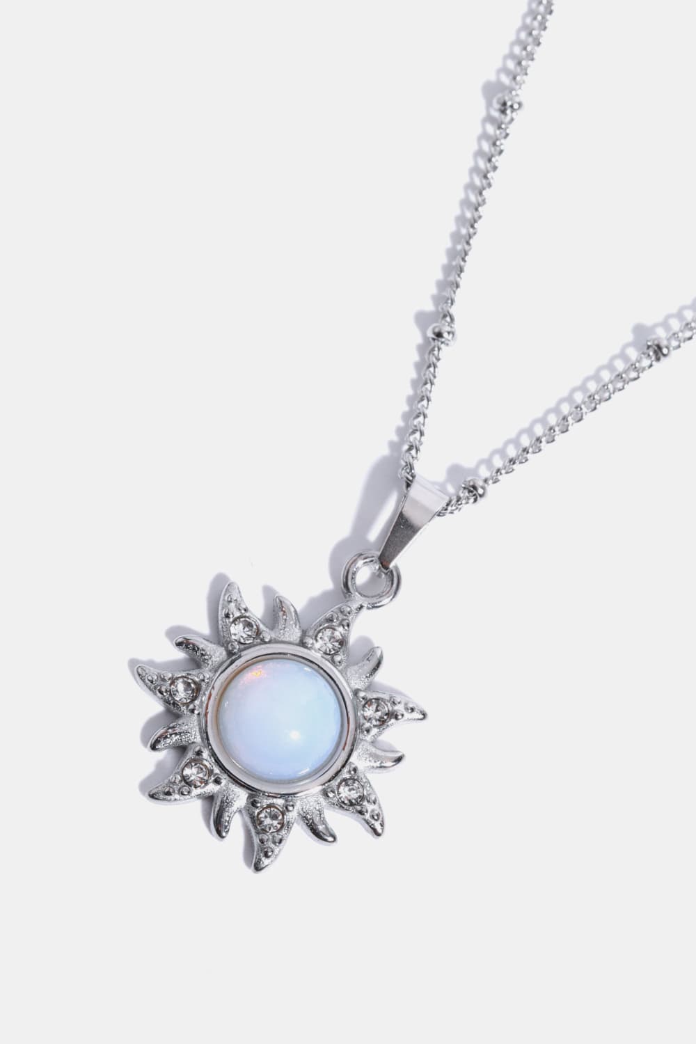 Opal Sun Pendant Stainless Steel - 18K Gold-plated Necklace - Stylish and Durable Jewelry Accessory with Opal and Zircon Inlay