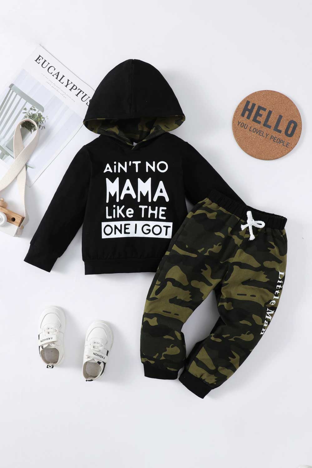 Boys Letter Graphic Hoodie and Joggers Set - Ivy & Arrow Supply Co.