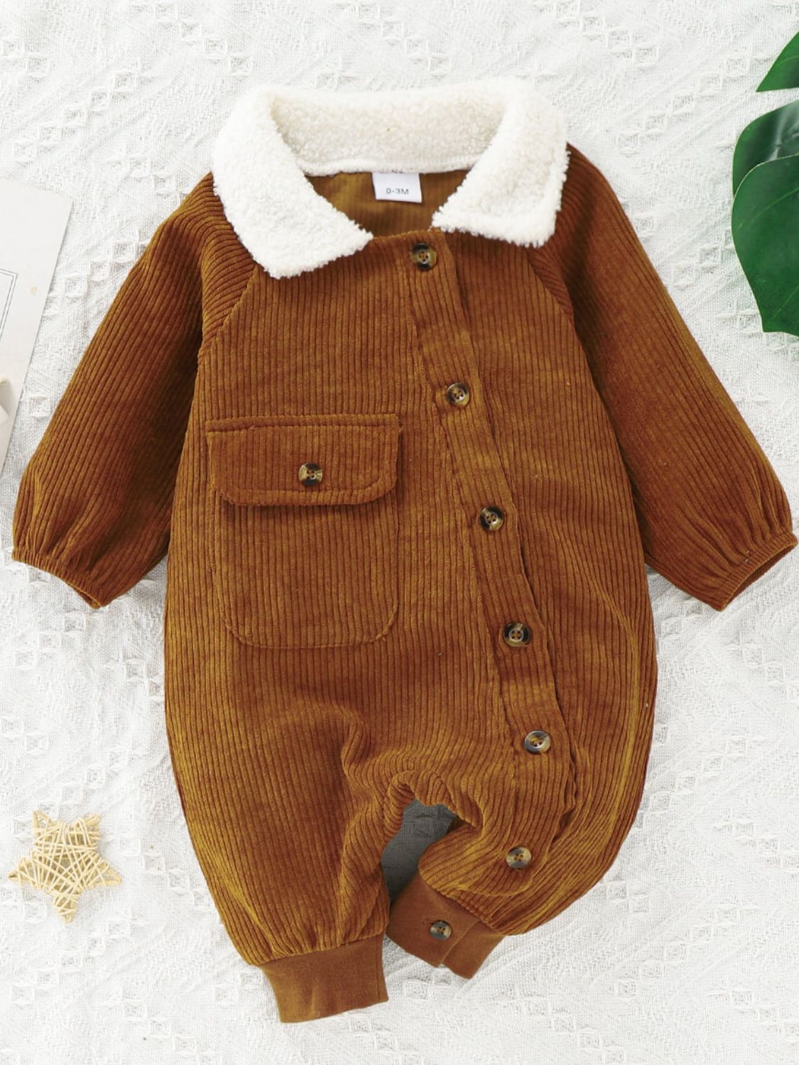 Baby Buttoned Collared Neck Corduroy Jumpsuit - Ivy & Arrow Supply Co.