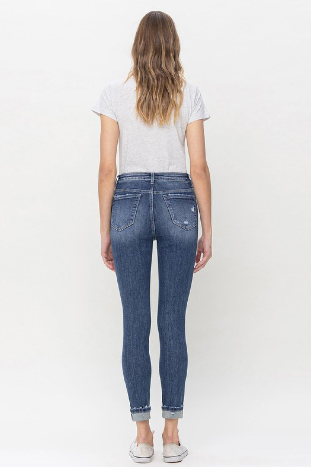 Women's Vervet by Flying Monkey Teagan High Rise Cropped Skinny Jeans - Distressed Detailing - Comfortable Fit